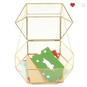 Large Golden Glass Terrarium Card Box ON SALE